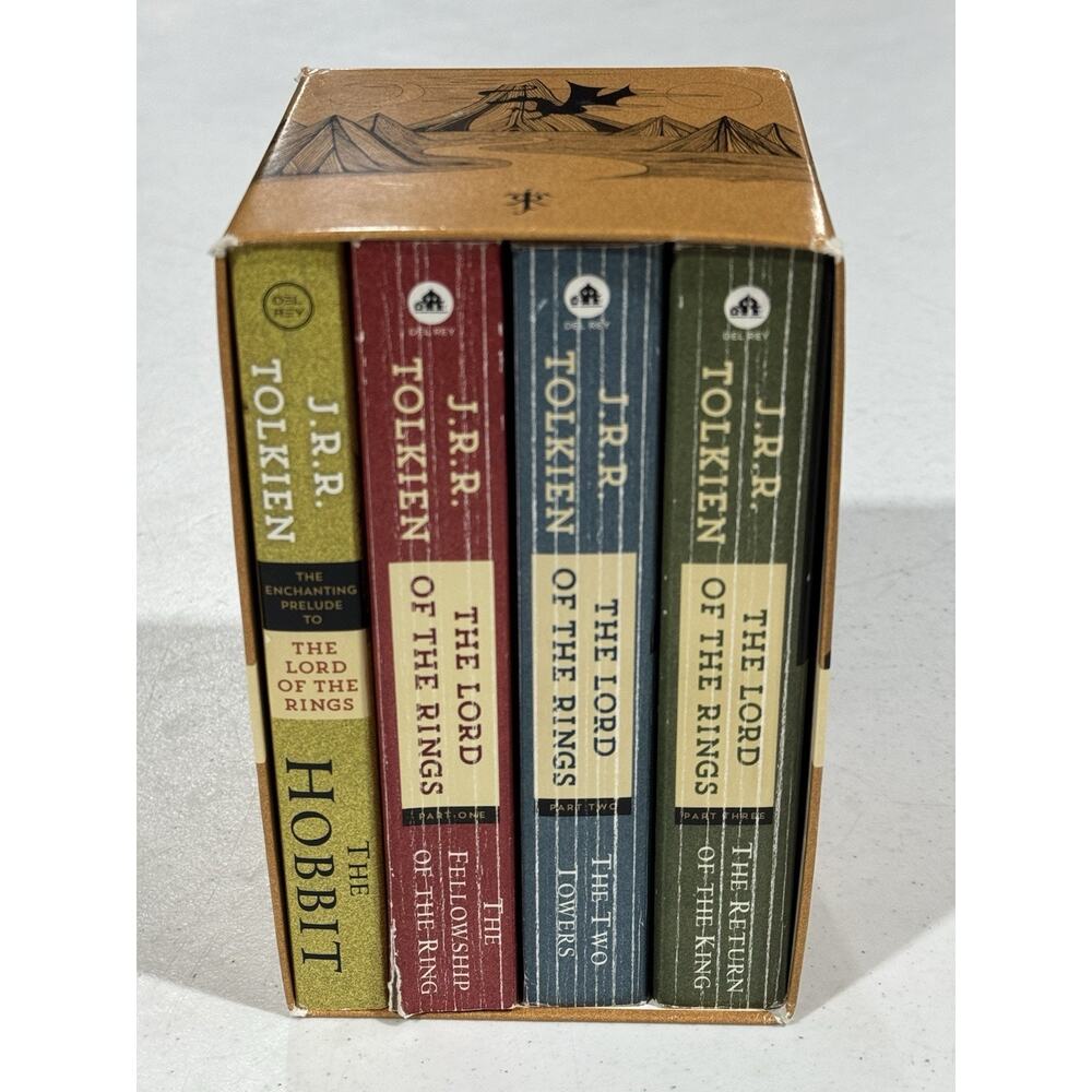 J.R.R. Tolkien Hobbit & LOTR Box Set 4 Books Del Rey READ Fellowship Loose Pages